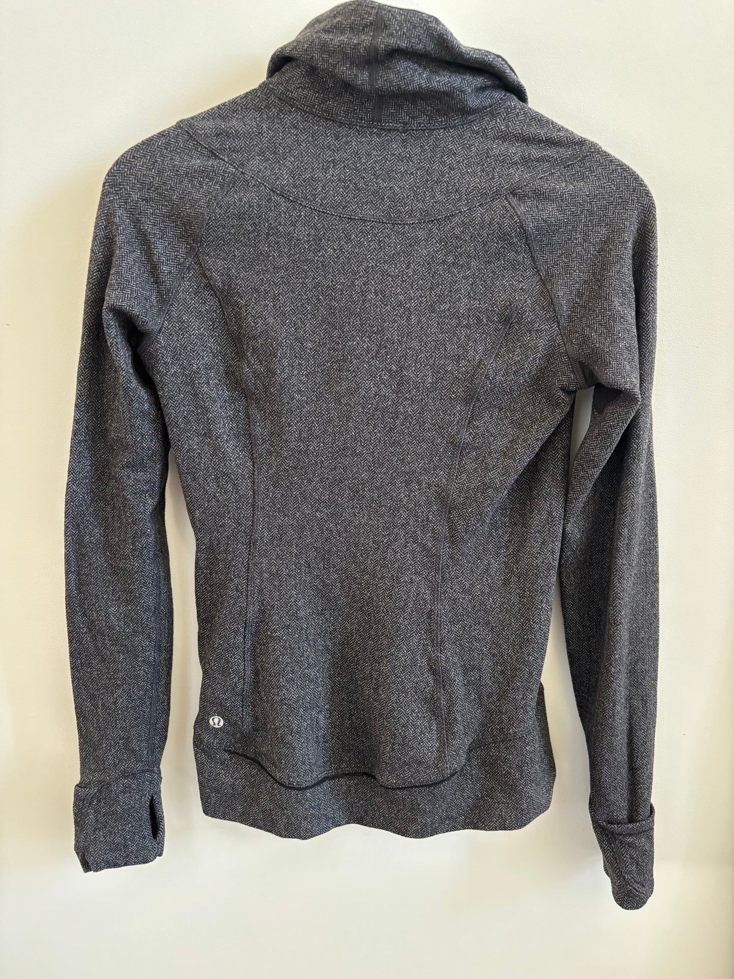 Lululemon Think Fast Pullover in Heathered Herringbone Black | 4 (O61C3)