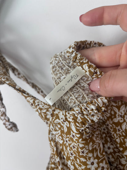 Rylee & Cru Ruffle Swing Golden Ditsy Dress | Sz Large