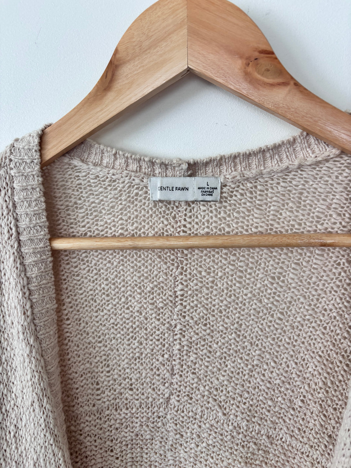 Gentle Fawn Beige Textured Open Cardigan | Sz Large