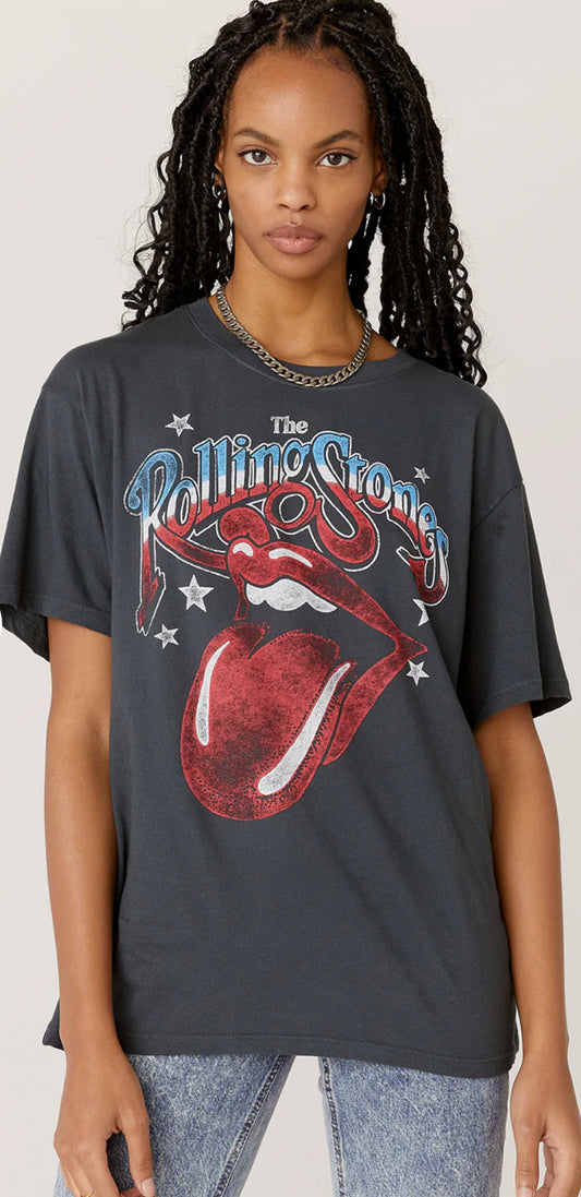 Daydreamer Rolling Stones Boyfriend T in Vintage Black | Medium