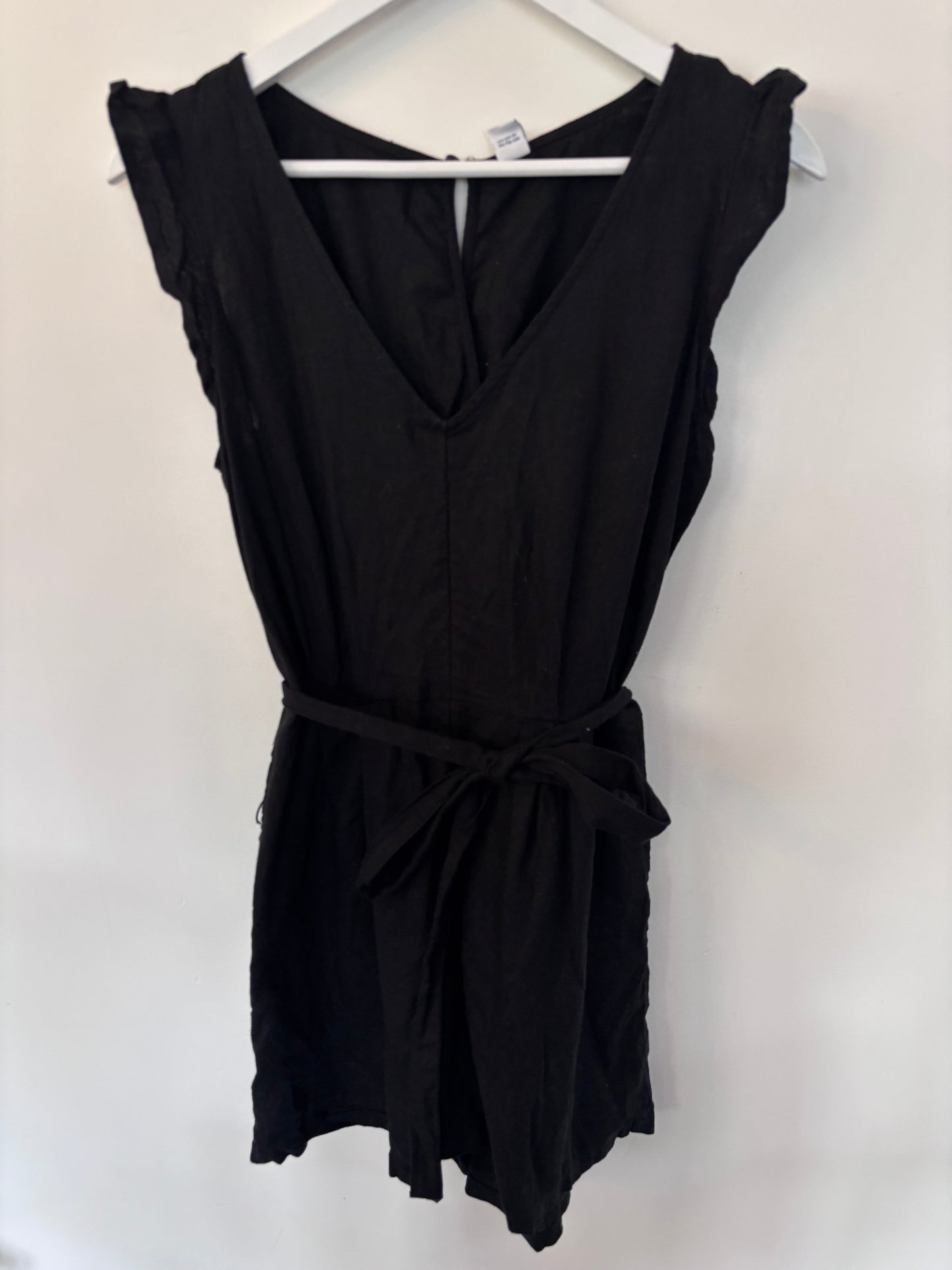 Old Navy Linen Blend Black Romper | Sz Medium (flaw)