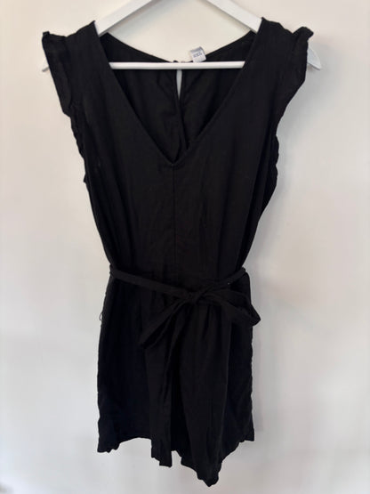 Old Navy Linen Blend Black Romper | Sz Medium (flaw)