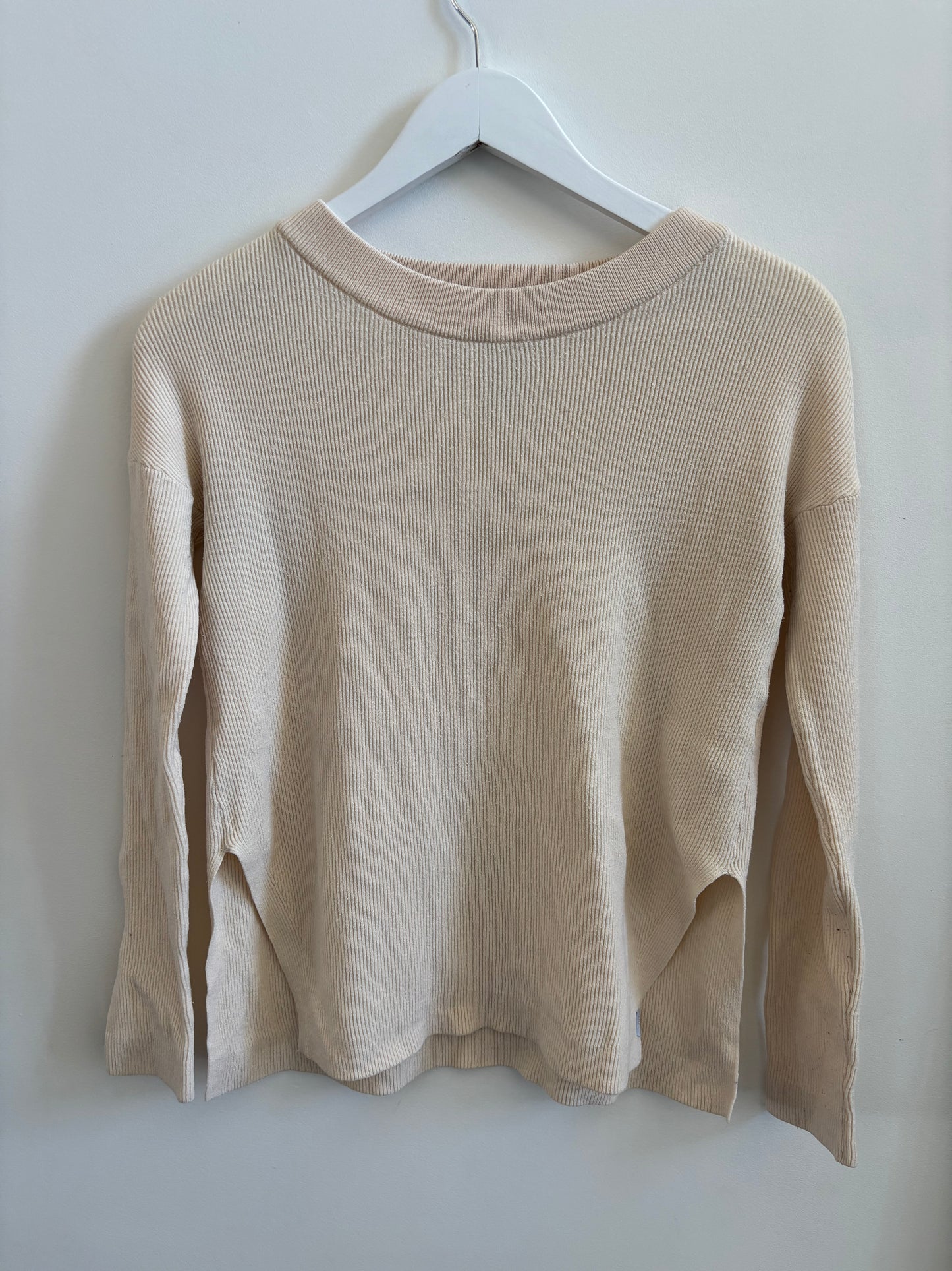 Friday Ivory Ribbed Long Sleeve Sweater Top | XS oversized 9O56M100