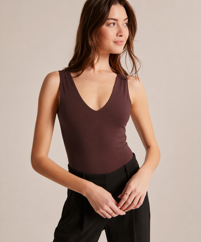 A&F Seamless V-neck Bodysuit in Brown | Sz Medium