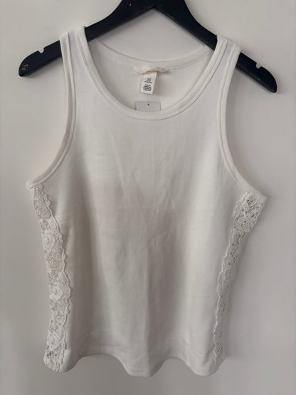 H&M Lace White Ribbed Tank Top NWT | Sz XL