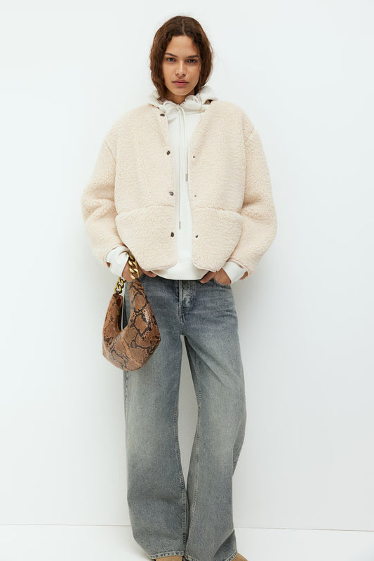 H&M Teddy Fleece Snap Up Jacket | Small (oversized)