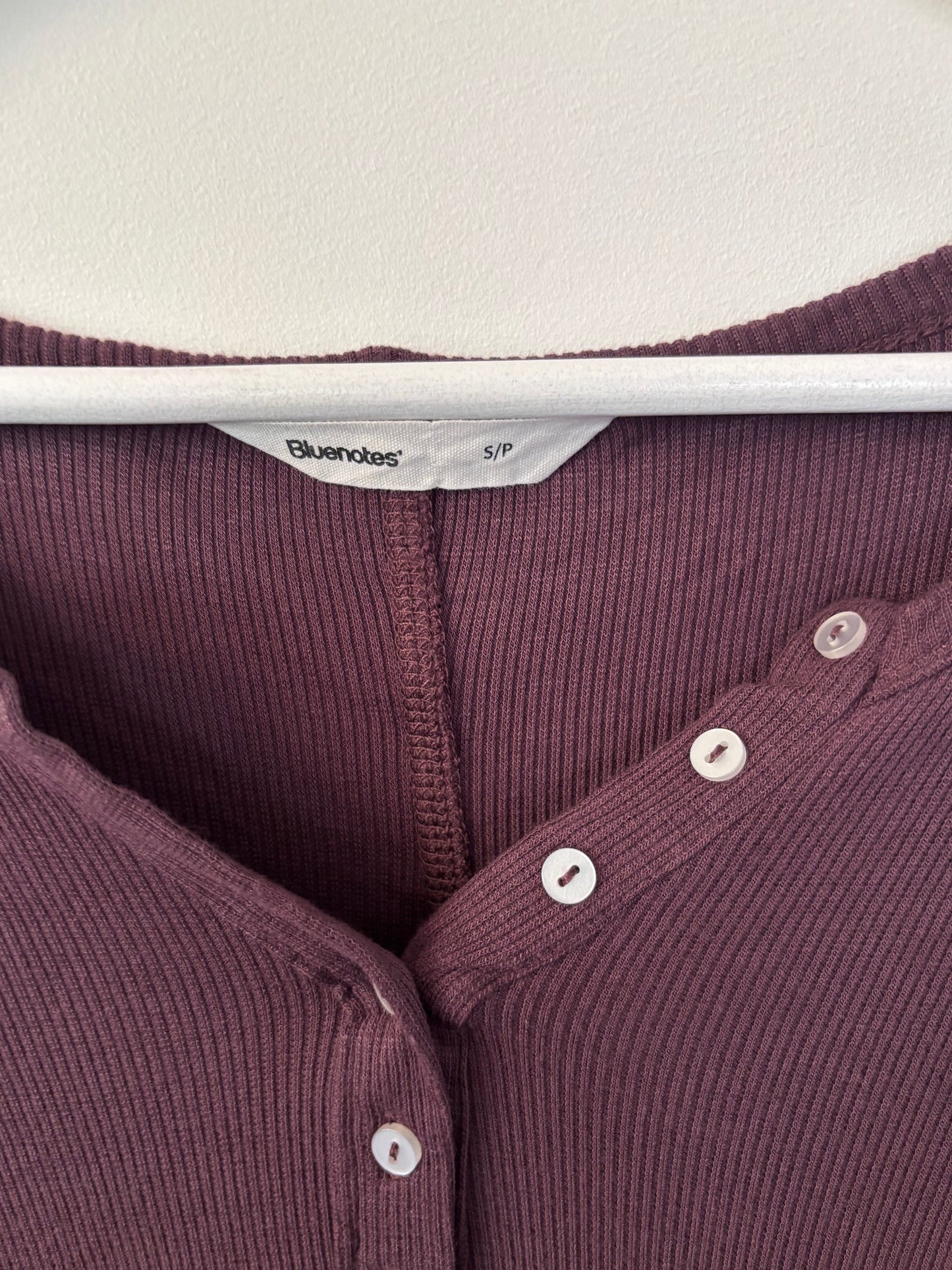 Bluenotes Brown Ribbed Henley | Sz Small