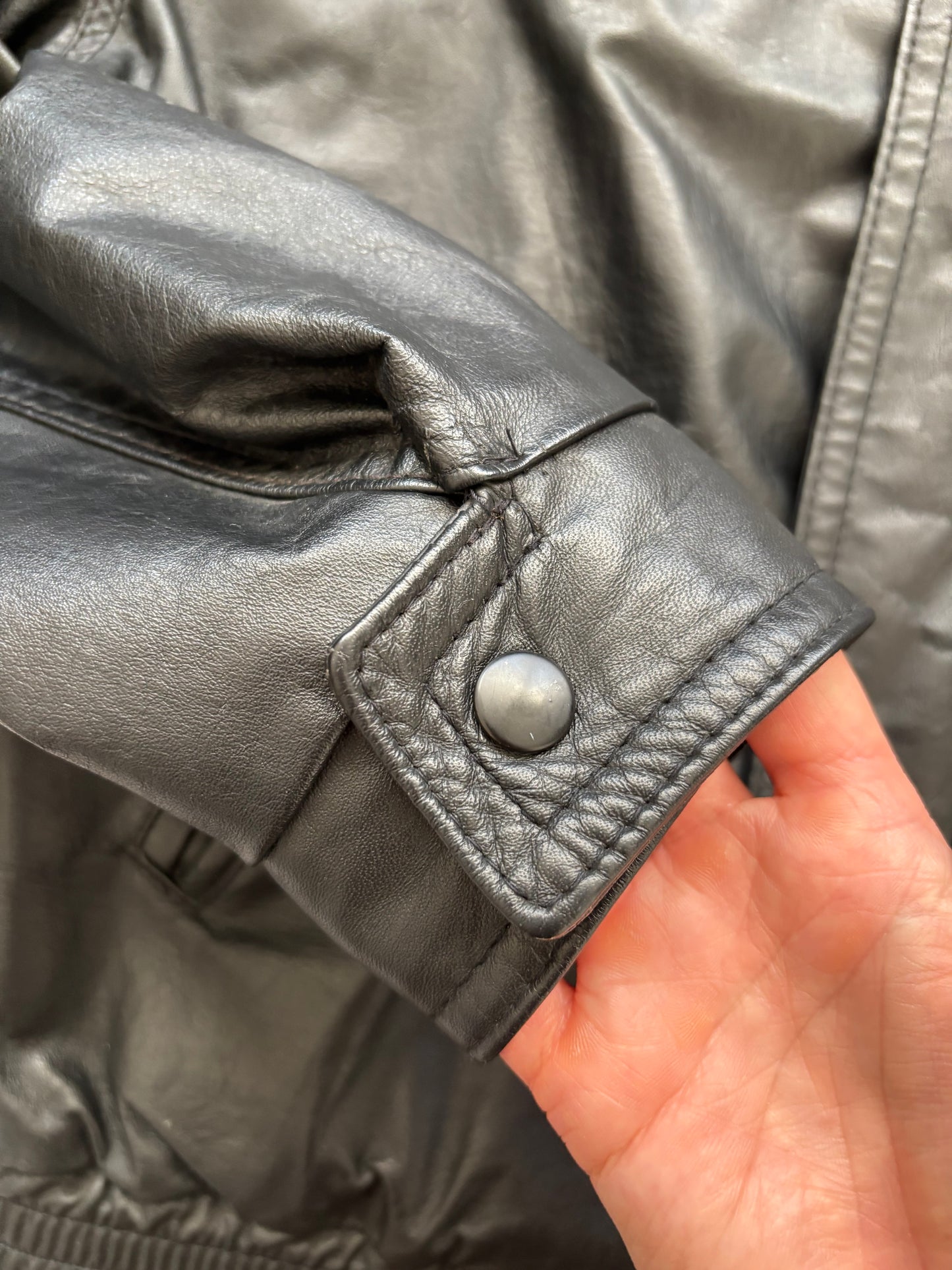 Vintage Protocol Leather Bomber Jacket | Mens Small / Womens Medium or Large (D003R5)