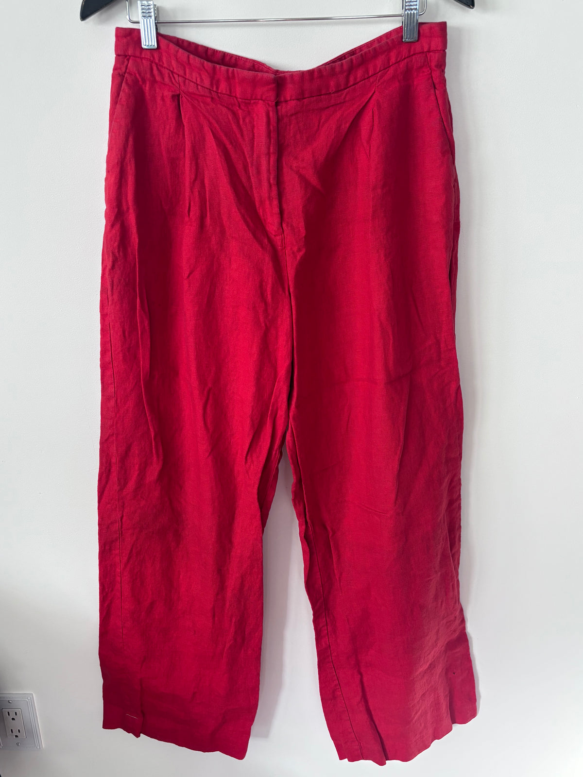 Mango Linen Wide Leg Pants in Red | Sz 10