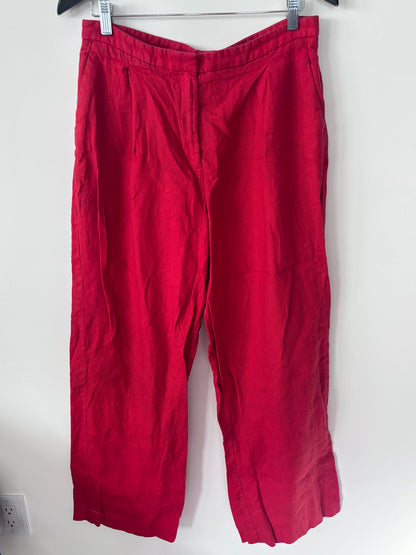 Mango Linen Wide Leg Pants in Red | Sz 10