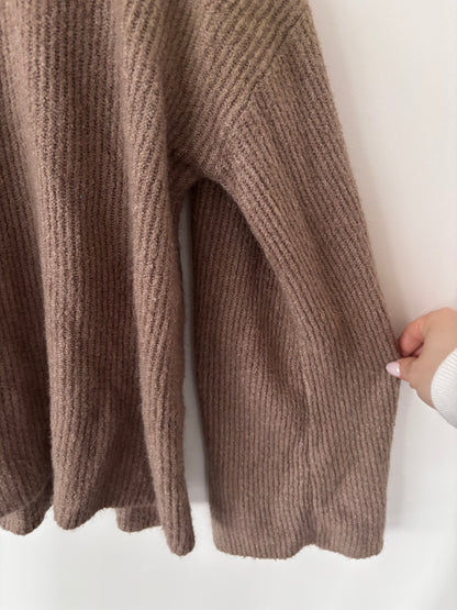 French Connection Light Brown Knit Mockneck Sweater | Sz Large