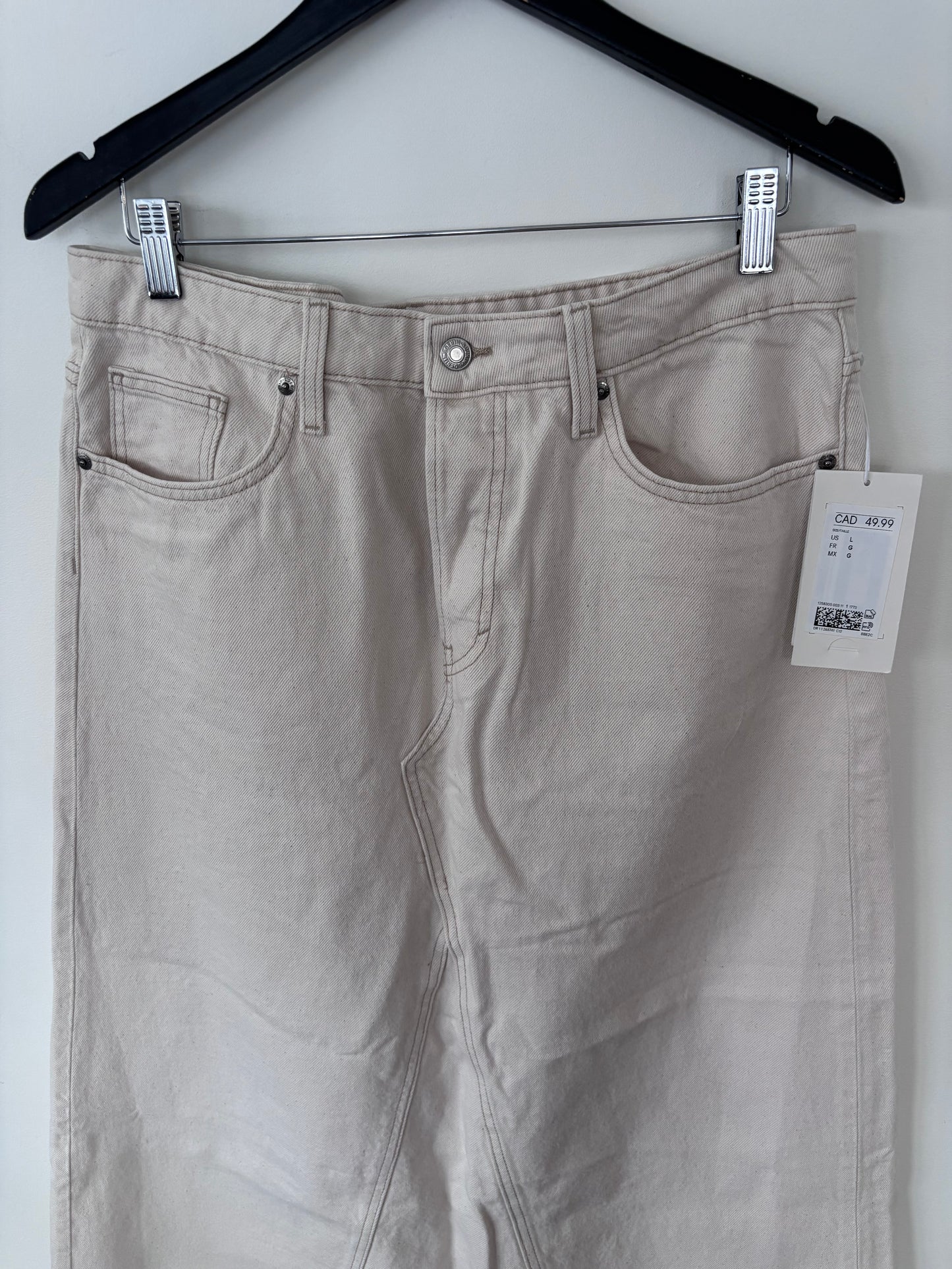 H&M Midi Ecru Denim Skirt NWT | Sz Large (may fit an XL) (F84N19)