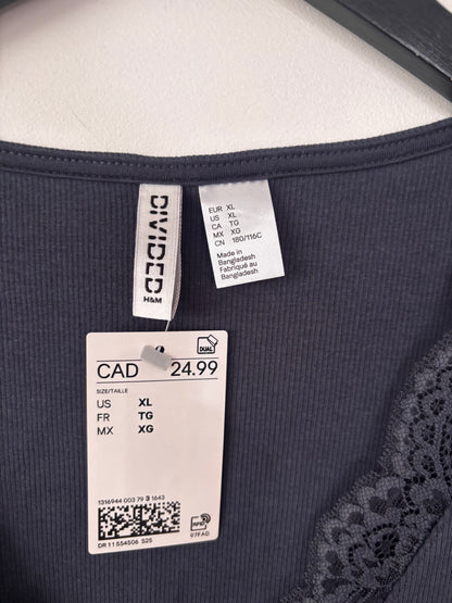 H&M Navy Lace-Trimmed Tank Top | Sz XL