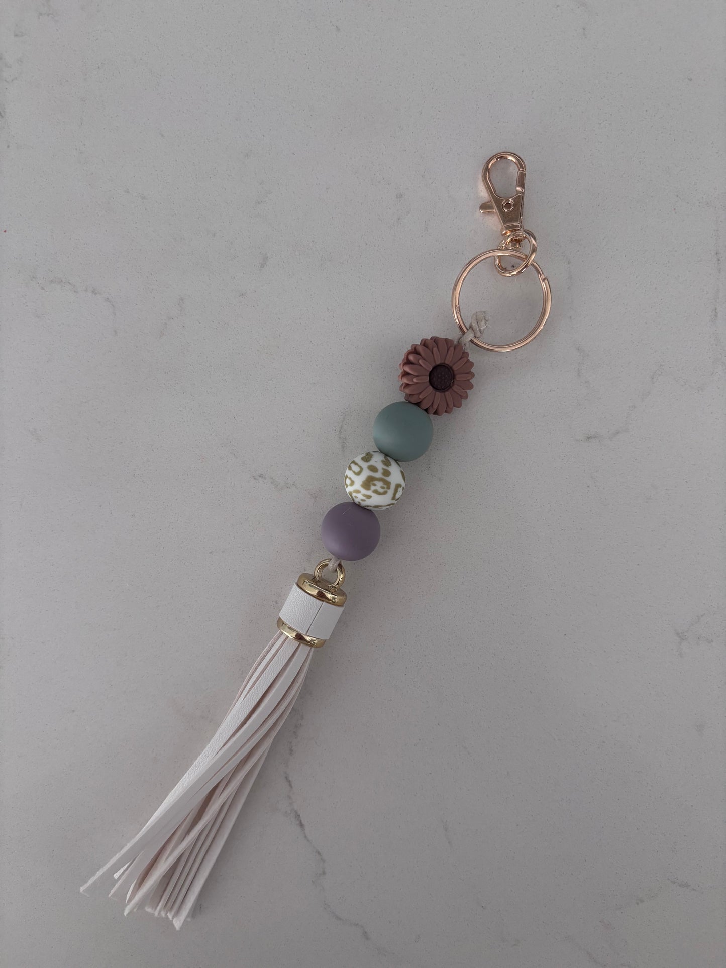 Cowgirl Creations Flower Silicone Bead Tassle Keychain