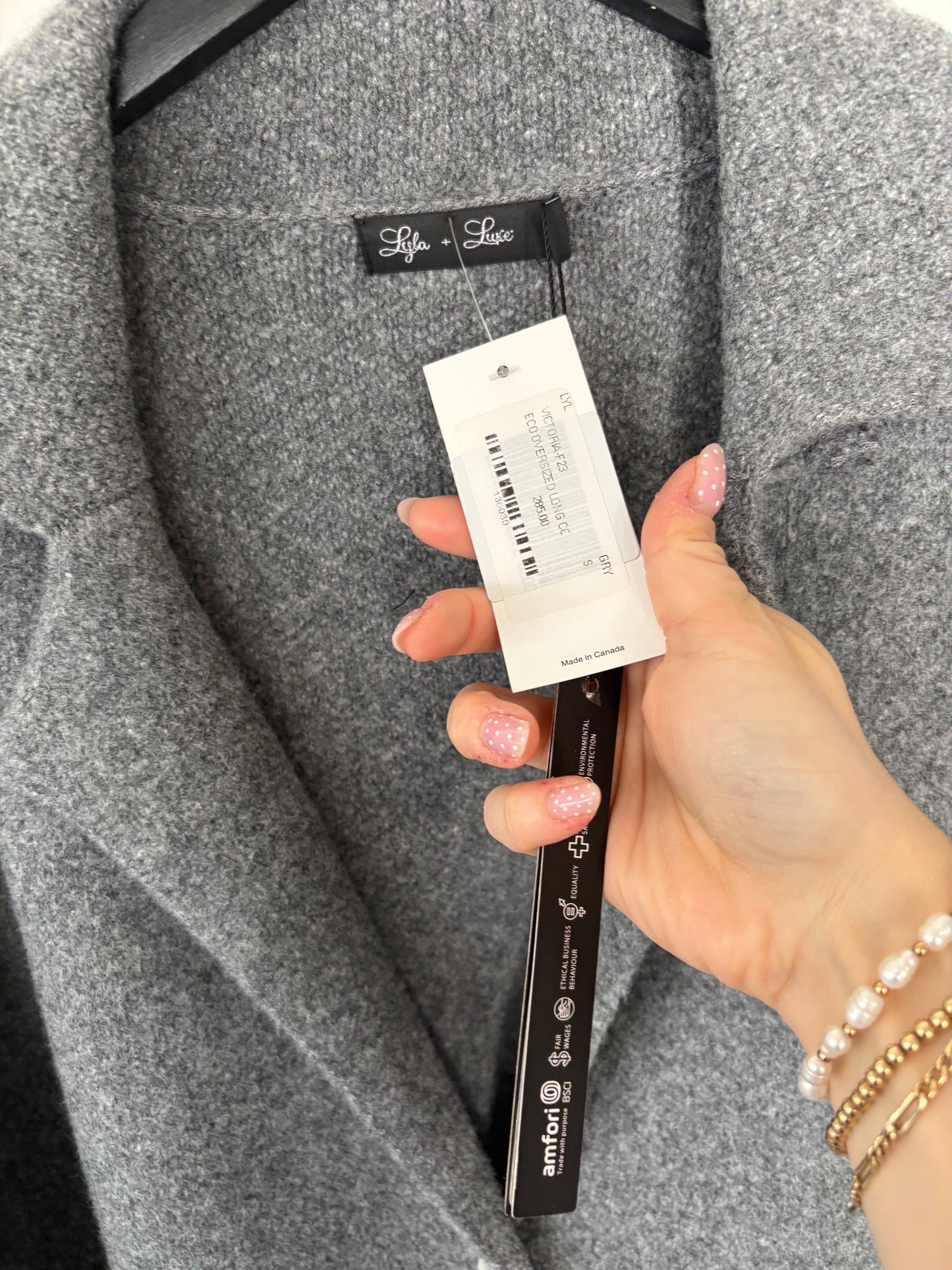 Lyla & Luxe Oversized Victoria Coat Dark Grey | Small (fits like medium or large)