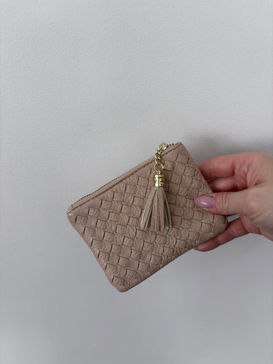 Woven Beige Zipper Change Purse