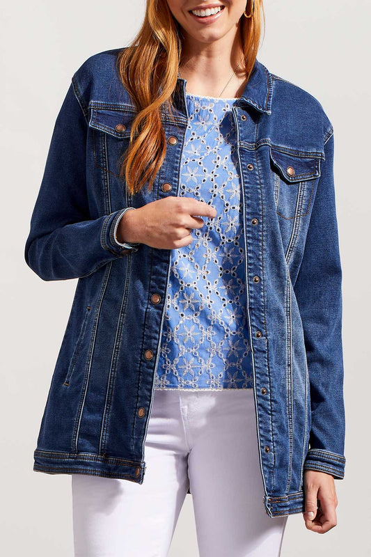 Tribal Long Denim Jacket | Sz XS Relaxed Fit (J111W7)