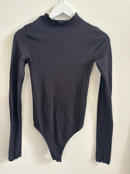 Free People Mara Textured Mock Neck Bodysuit | Sz M/L