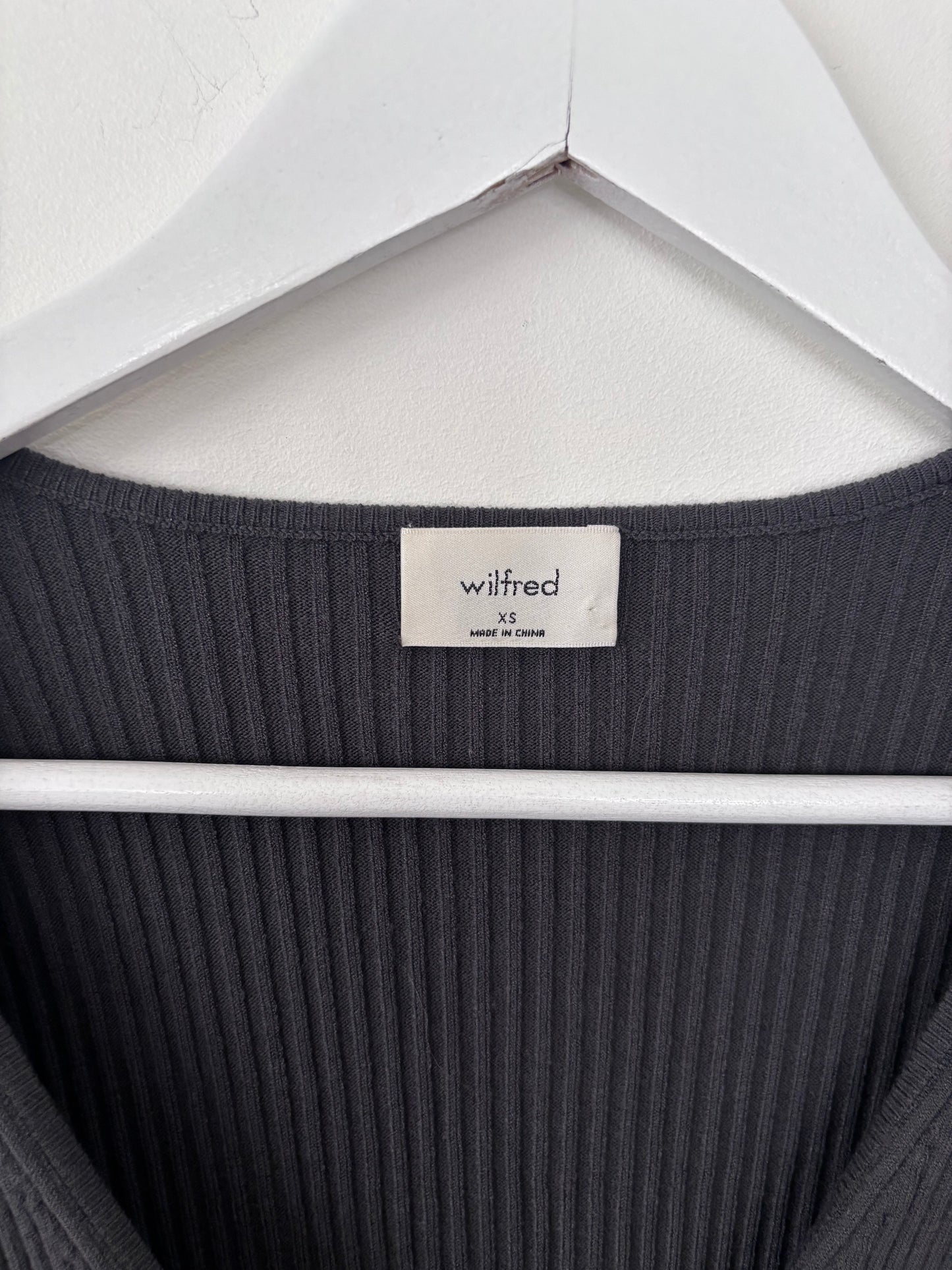 Wilfred Ribbed All Tied Up Longsleeve Sweater Dark Grey | Sz XS