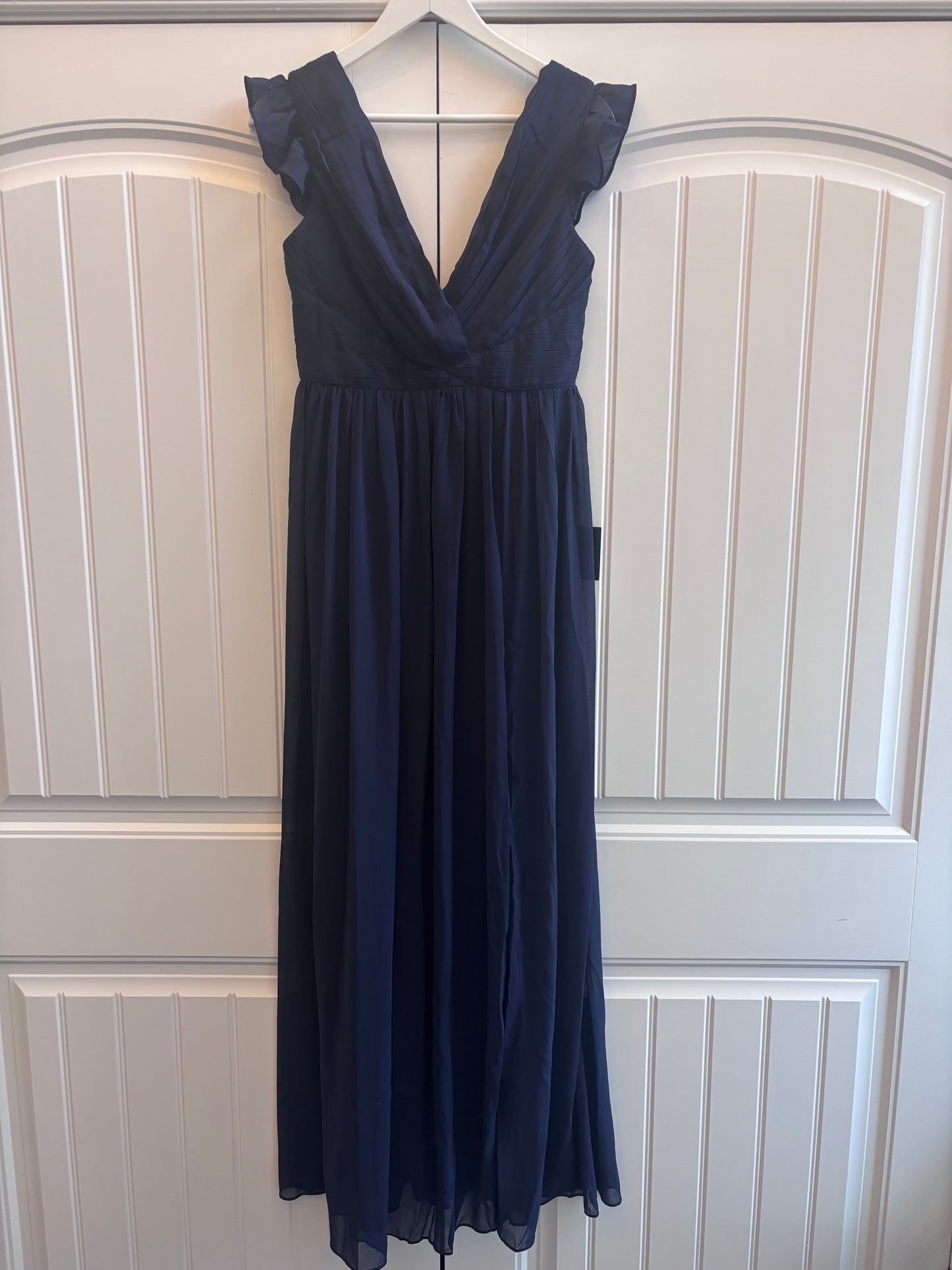 Lulu's Navy Pleated Backless Surplice Maxi Dress| Sz Small