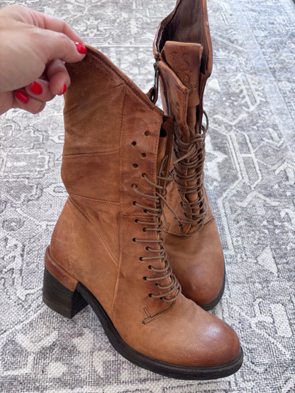 A.S.98 Jasper Women's Lace-Up Combat Boot Warm Brown | Sz 38 (approx 7)