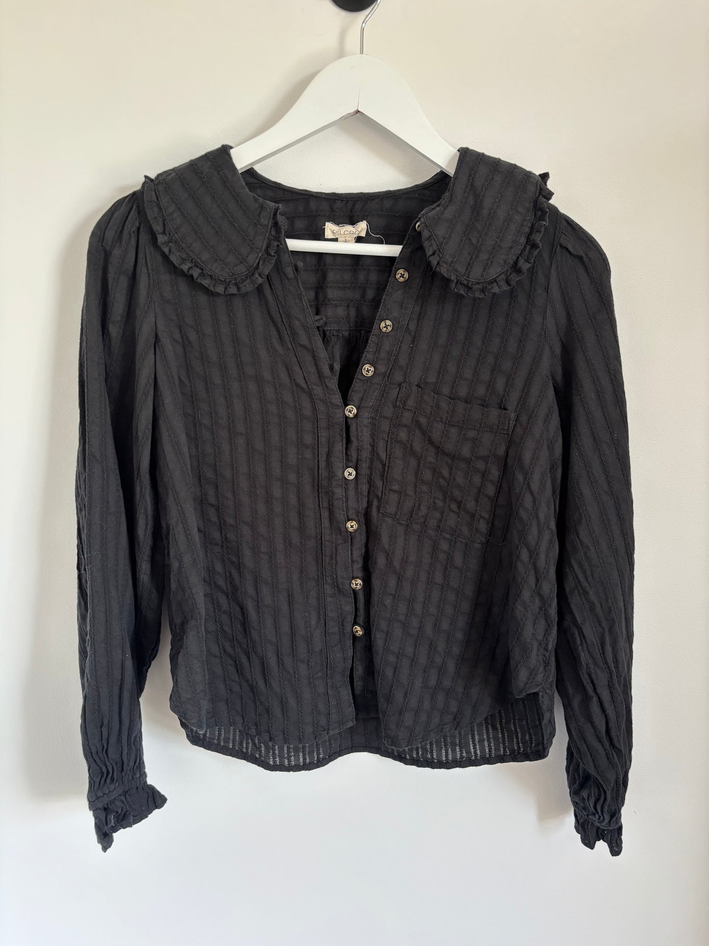 Pilcro Keira Collared Button-Front Blous Long-Sleeve | Small