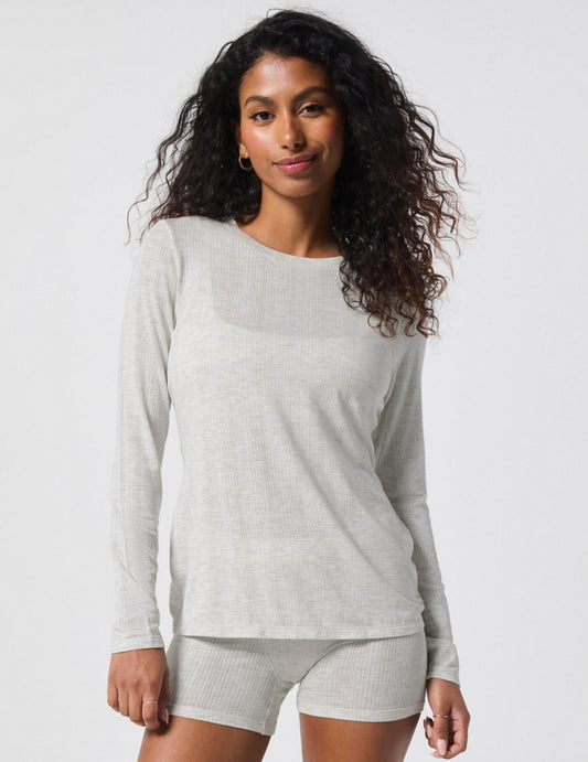 Luxe 360 Grey Ribbed Long Sleeve | Sz XS (Could also fit Small) (N119TF2)
