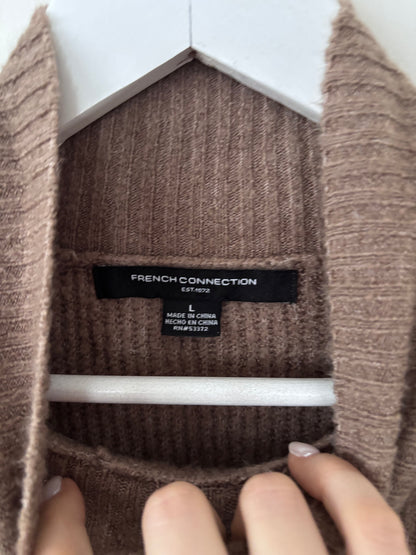 French Connection Light Brown Knit Mockneck Sweater | Sz Large