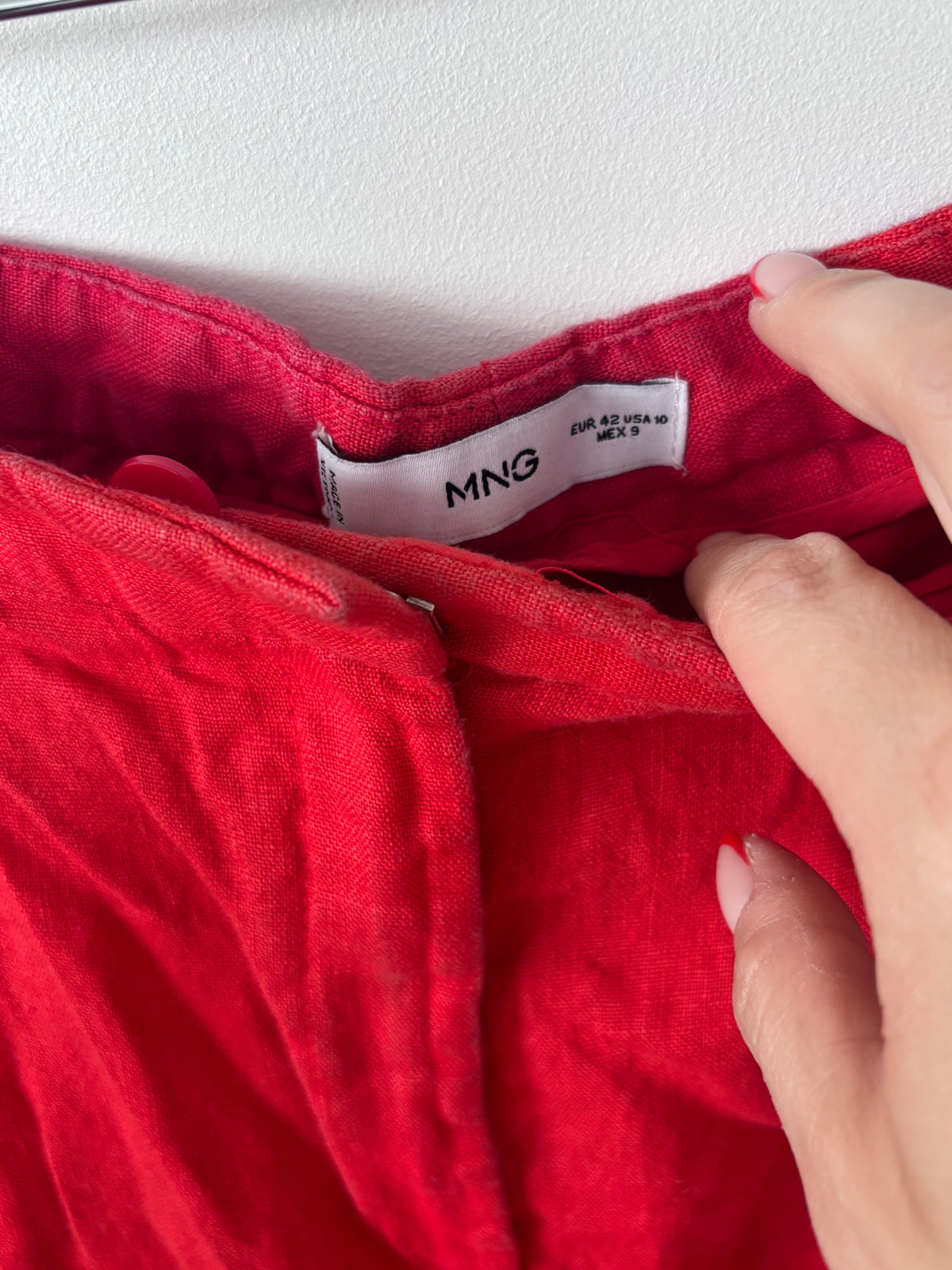 Mango Linen Wide Leg Pants in Red | Sz 10