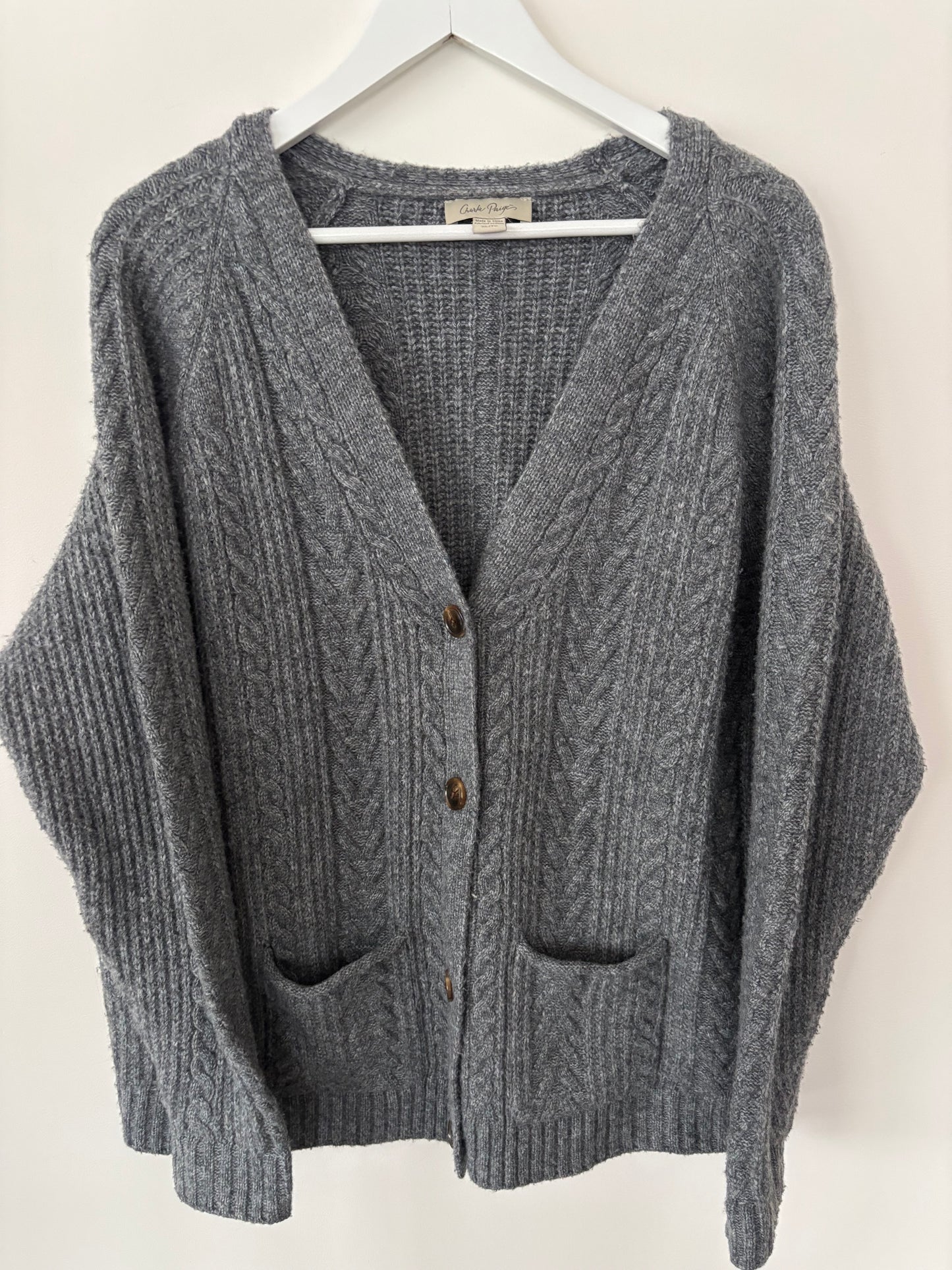 Charlie Paige Grey Chunky Knit Cardigan | Sz XL