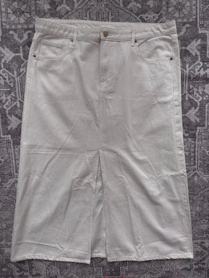 H&M Cream Denim Front Slit Skirt NWT | Sz XL