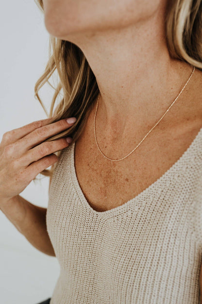 Beaded Ball Bar Necklace 18k Gold Filled Minimal Chain: 16