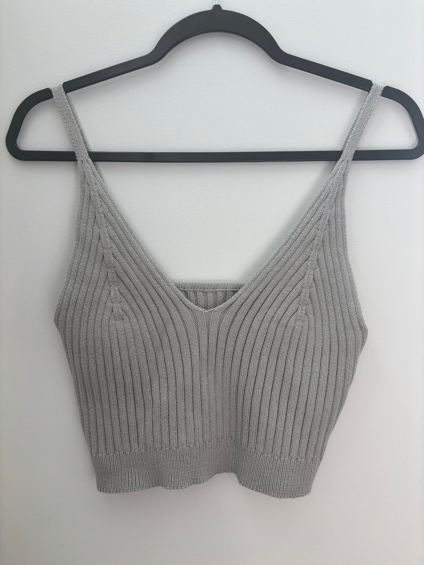 Knitted Cami Top in Grey/Green | Large