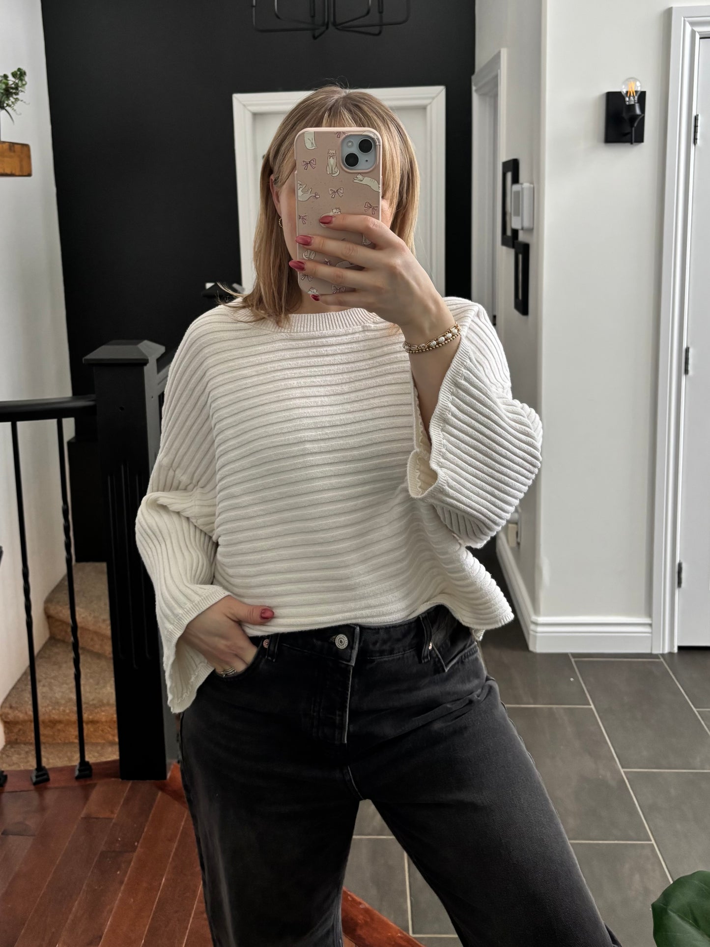 Jack/BB Dakota Claudel Rib Stitch Wide Cuff Sweater | Small Oversized (N36S20)