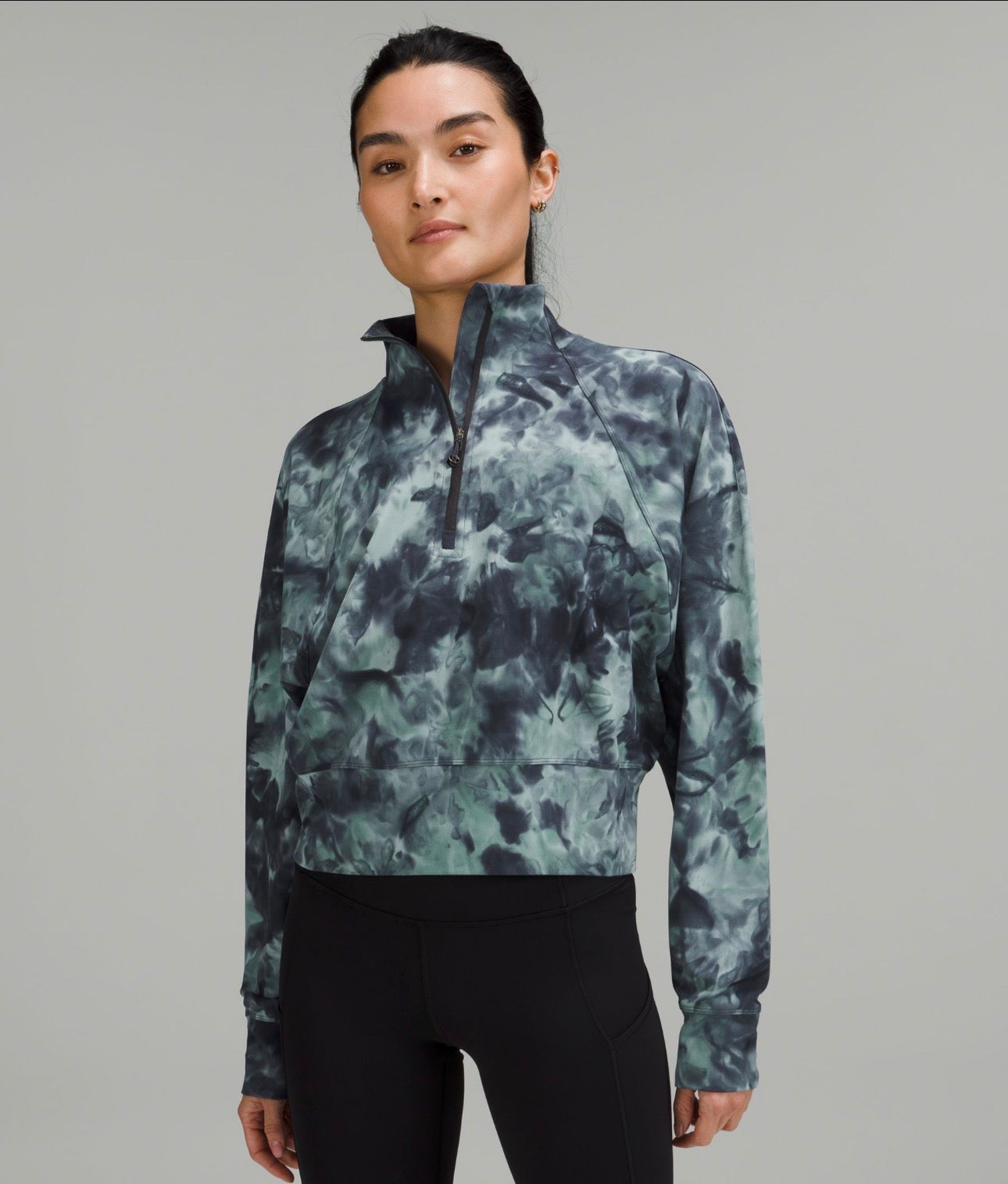 Lululemon Ready to Rulu 1/2 Zip Diamond Eye Tidewater Teal/Grey Pullover | Sz 12 (recommend to size up)