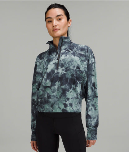 Lululemon Ready to Rulu 1/2 Zip Diamond Eye Tidewater Teal/Grey Pullover | Sz 12 (recommend to size up)