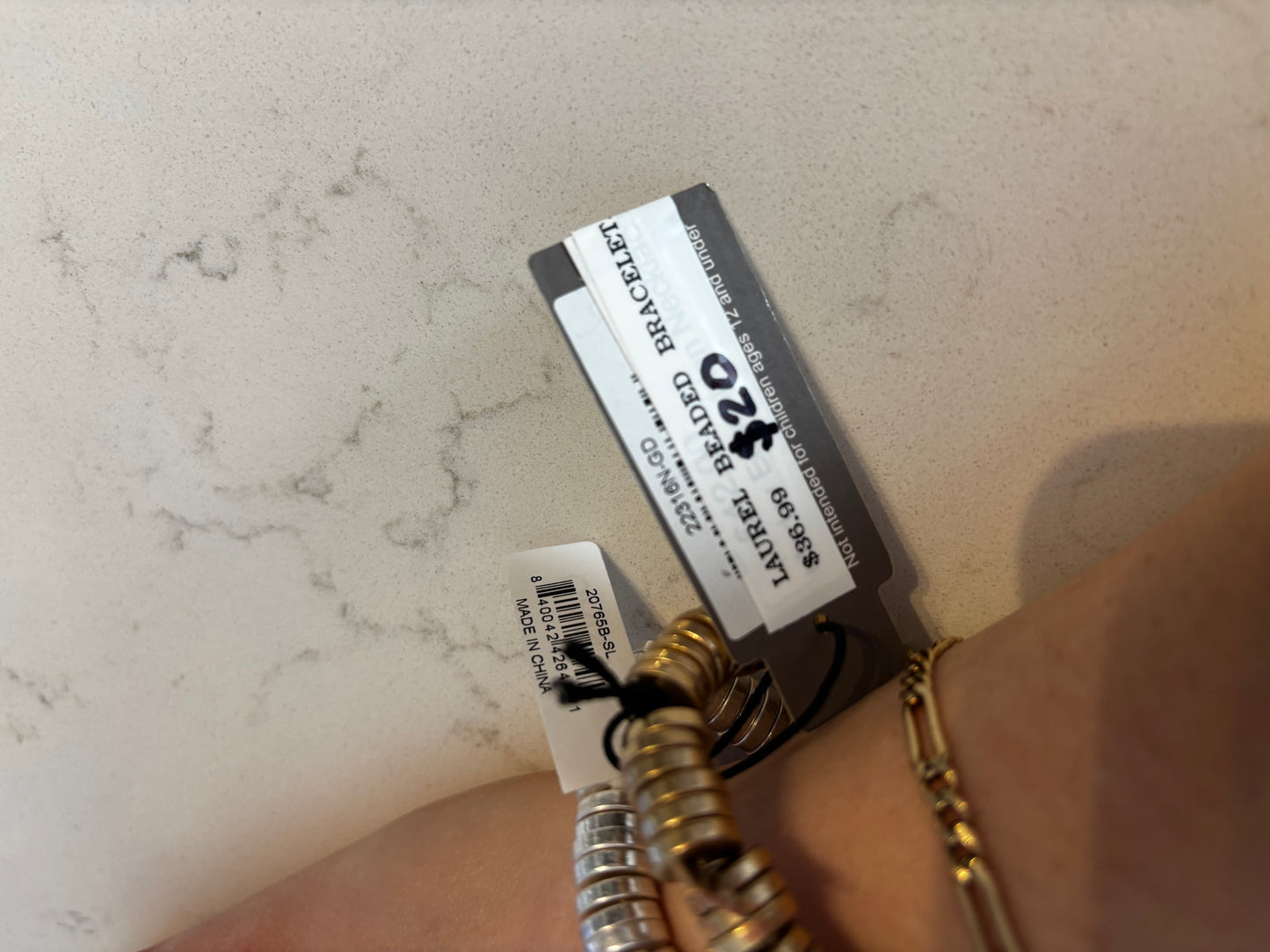 Canvas Laurel Beaded Bracelet (worn gold) New*