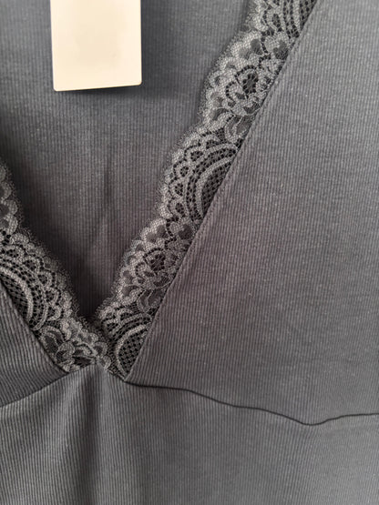H&M Navy Lace-Trimmed Tank Top | Sz XL