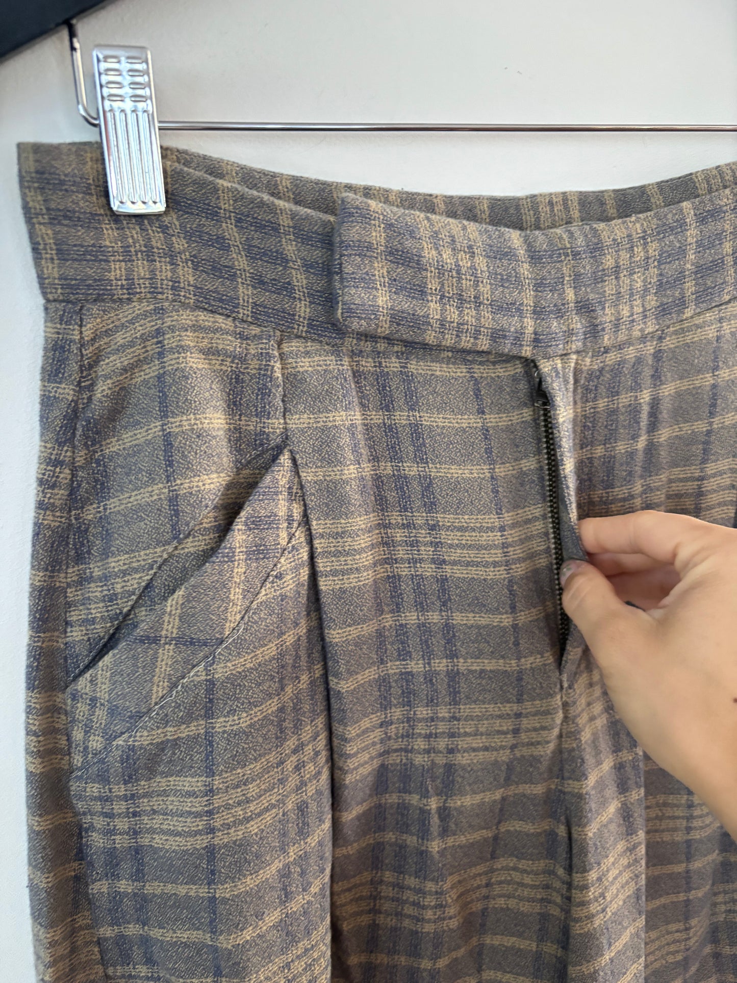 Free People Plaid Tegan Barrel Trousers | Sz Small (fits approx 26, 27)