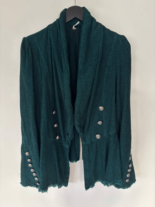 Free People Victorian Throwback Corduroy Green Blazer | Small (N124S2)