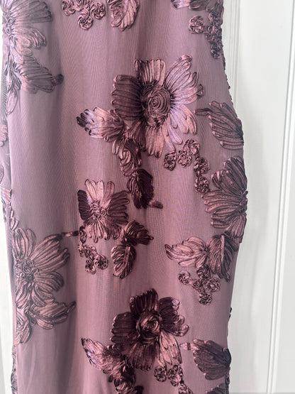 Brown Floral Applique Maxi Dress | Sz Small (approx)