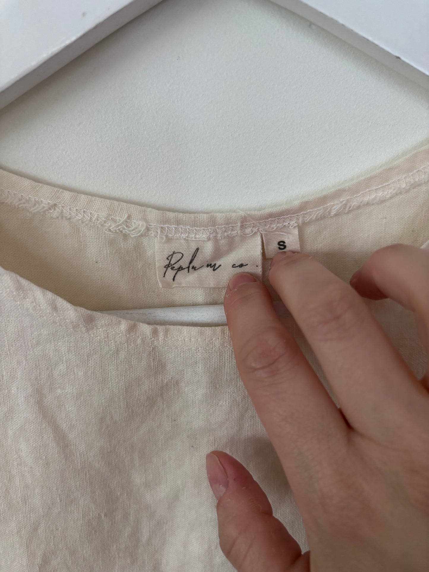 Peplum Co Linen Tara Top in Buttercream | Sz Small
