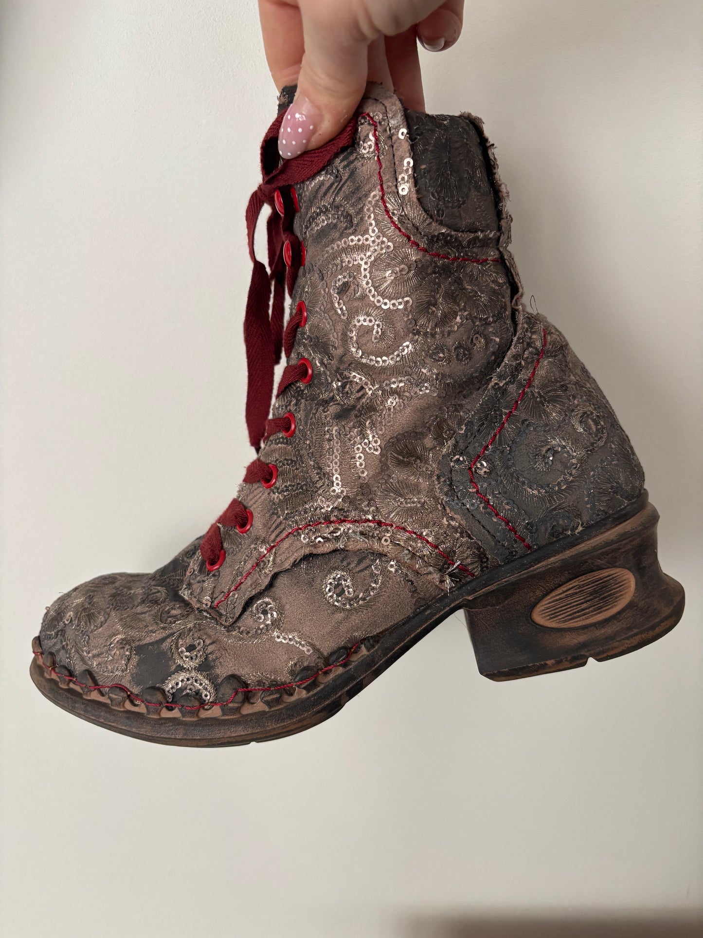 Rover's Zip Ribbon Lace up Boots | Size 7.5