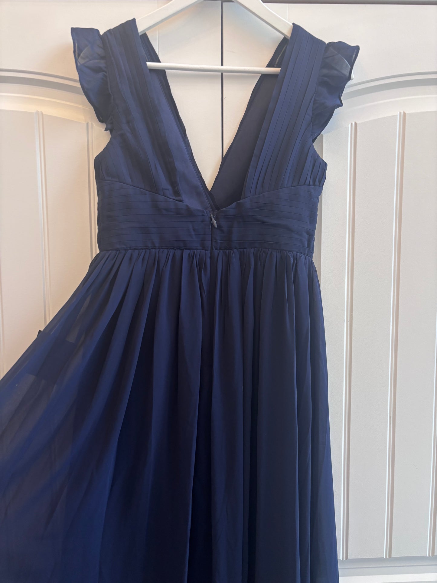 Lulu's Navy Pleated Backless Surplice Maxi Dress| Sz Small
