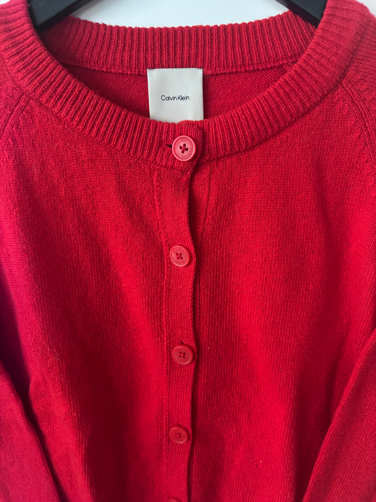 Calvin Klein Red Button Up Cardigan | Sz Medium