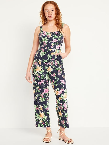 Old Navy Linen Blend Floral Jumpsuit | Sz Small