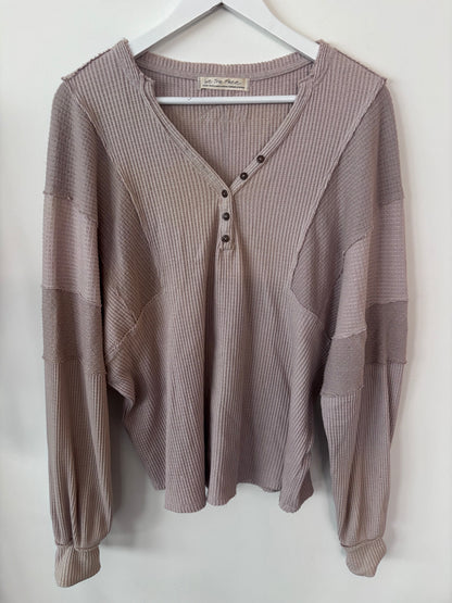Free People Callisto Henley in Taupe | Sz XS (size Large fit)