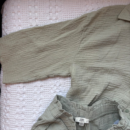 JDY Green Cotton Crinkle Gauze Set | Sz Medium(fits like small)