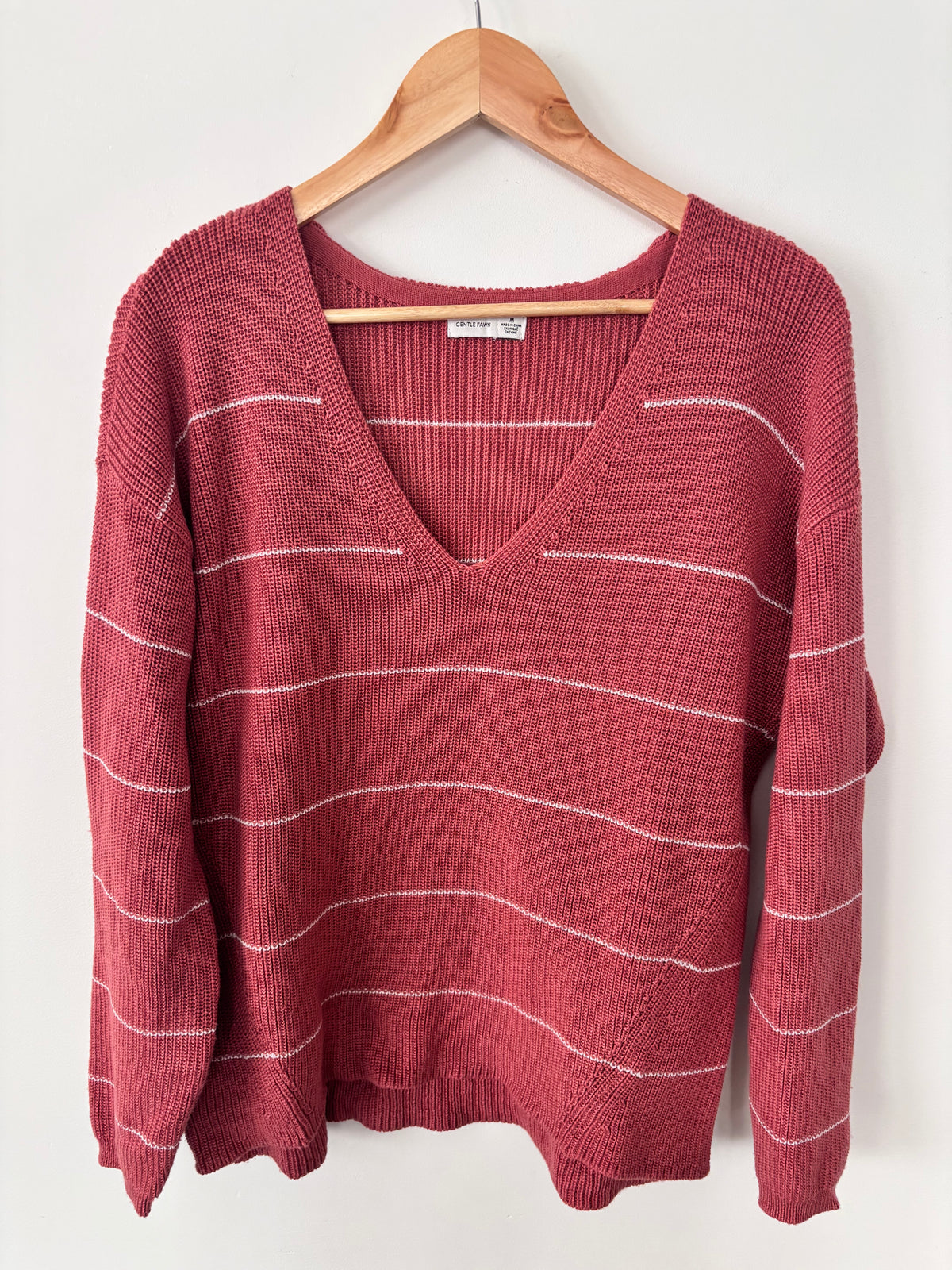 Gentle Fawn Striped Tucker Sweater in Muted Clay Stripe | Sz Medium (oversized)