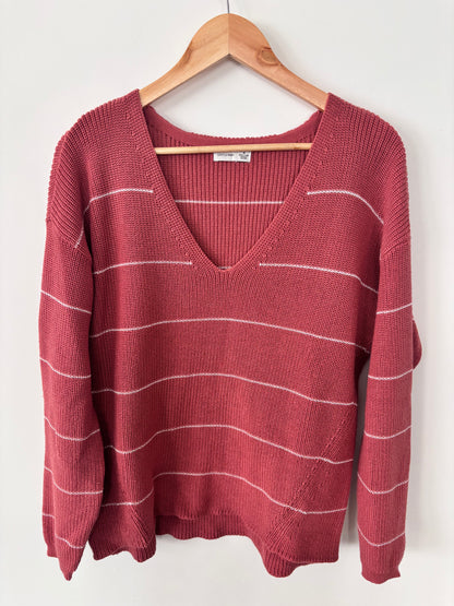 Gentle Fawn Striped Tucker Sweater in Muted Clay Stripe | Sz Medium (oversized)